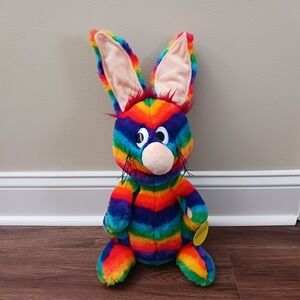 Steven Smith Rainbow Rabbit 18" Tall Posable ears Vallee Enterprises Side Eye